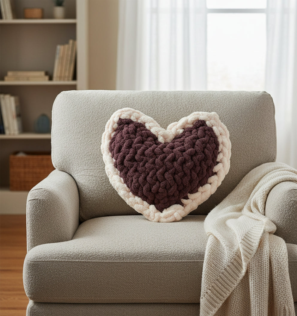 Handmade Maroon Heart Shaped 16" Custom Pillow