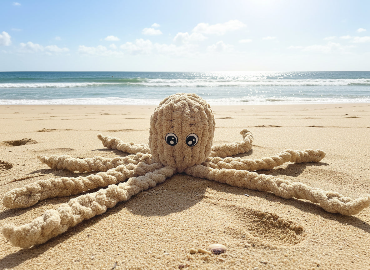 Handmade Custom Taupe Octopus Stuffed Animal 25" Plush Toy Doll