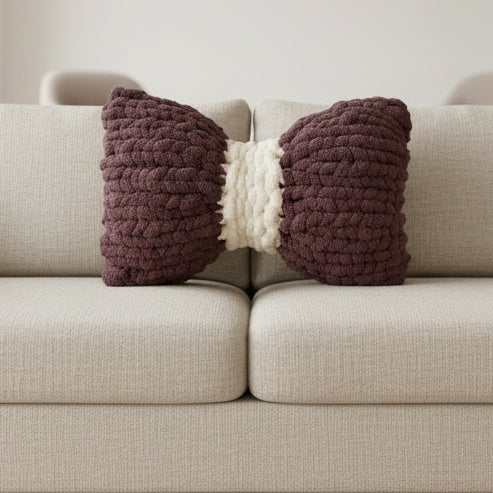 Handmade Maroon Bow Shaped 18" Custom Pillow