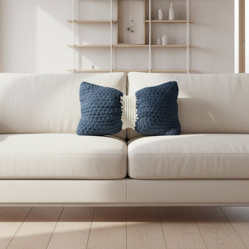 Handmade Blue Bow Shaped 19" Custom Pillow