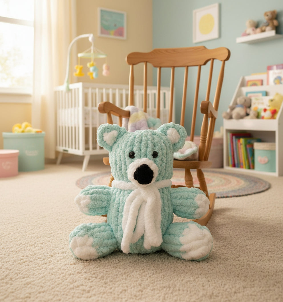 Handmade Custom Blue Bear Stuffed Animal 17" Plush Toy Doll