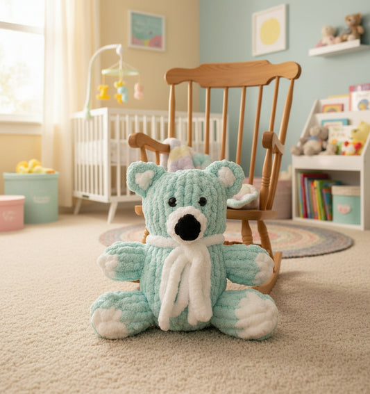 Handmade Custom Blue Bear Stuffed Animal 17" Plush Toy Doll