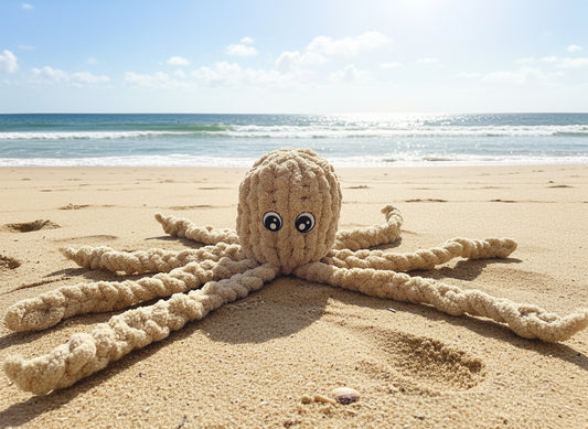 Handmade Custom Taupe Octopus Stuffed Animal 25" Plush Toy Doll