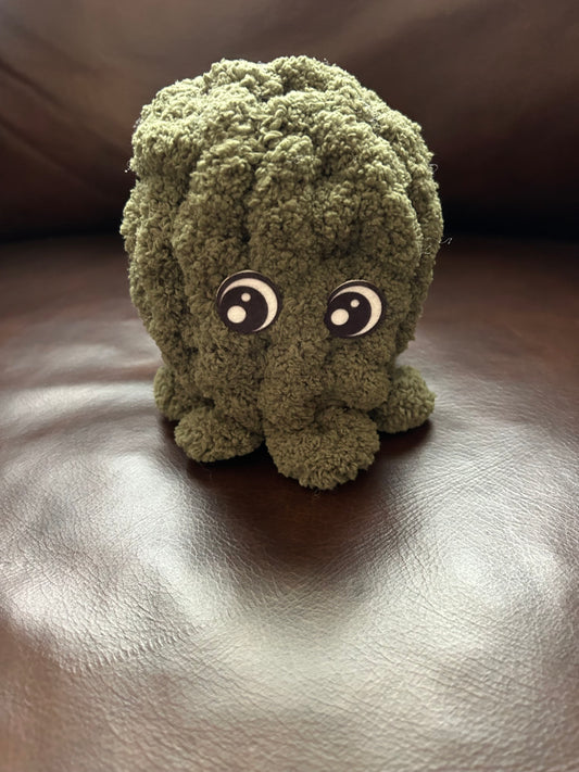 Handmade Custom Green Octopus 5" Stuffed Animal Plush Toy Doll